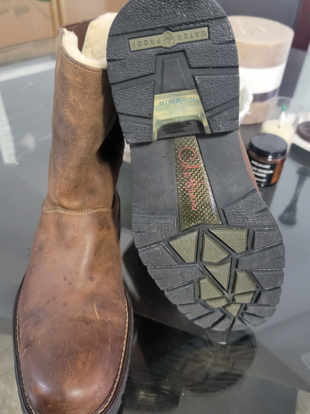Men’s Brown Leather Cole Han, Nike Collabaration Western Style Winter Work Boots
